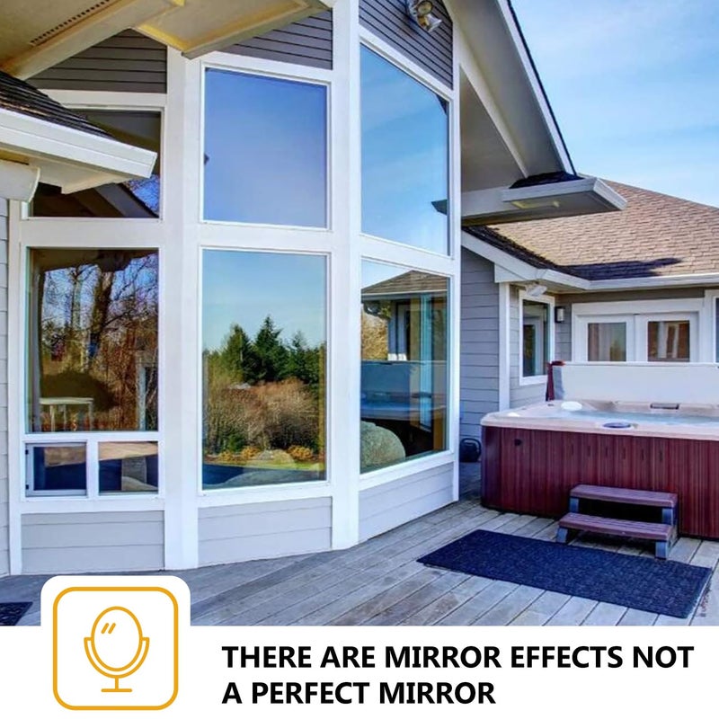 WochiTV One Way Window Film, Window Tint for Home, Heat Control UV Sun Blocking Glass Mirror Tint Non Adhesive Static Cling Reflective Window Privacy Film (Silver 23.6 in x 32.8 Ft) - Image 3